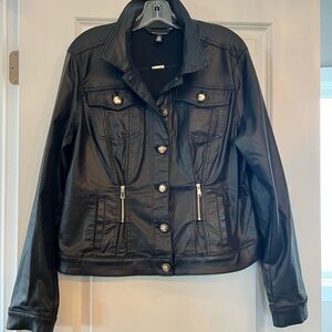 White House Black Market Black coated Leather Jacket